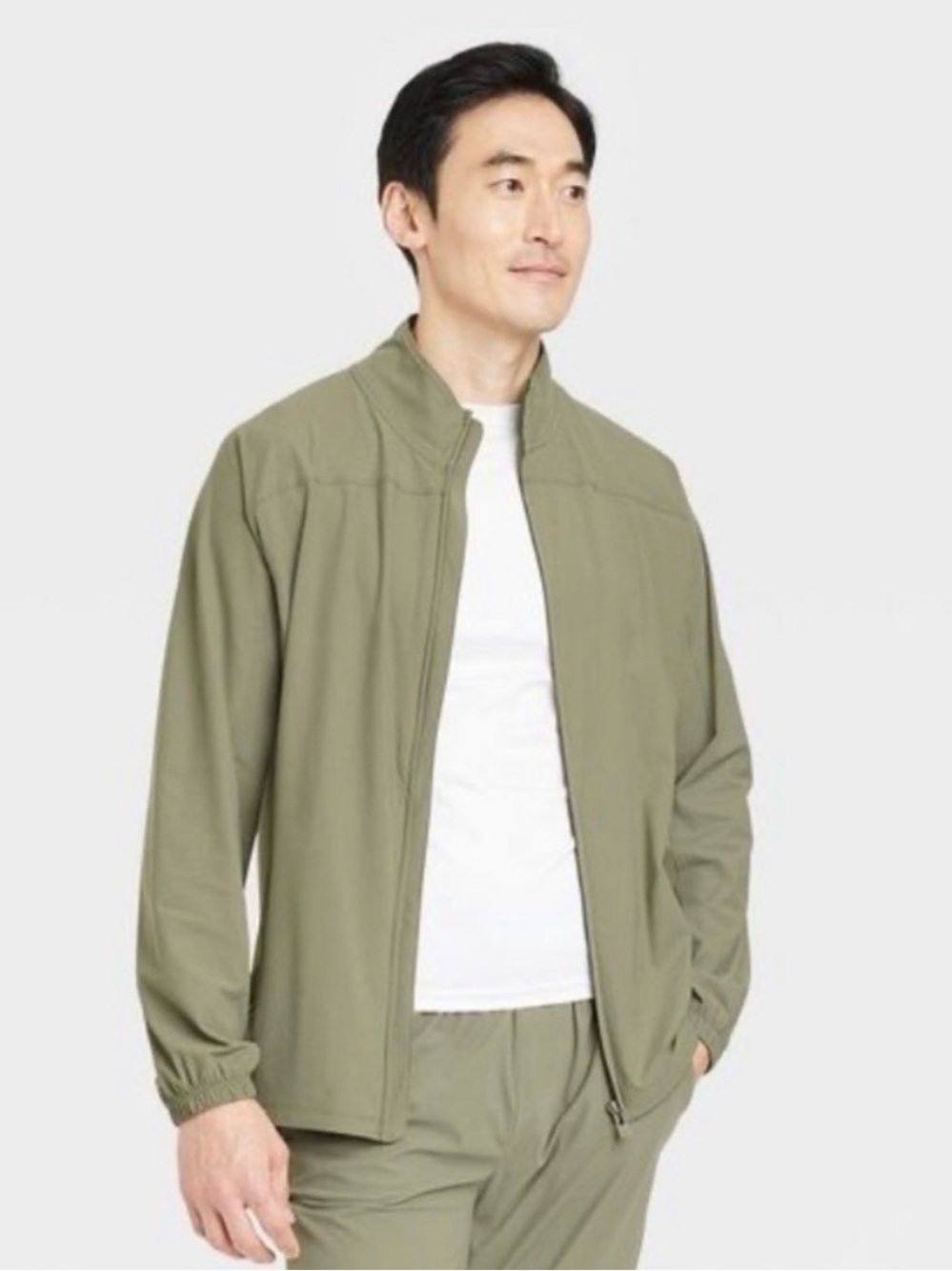 All in Motion Men's Lightweight Tricot Jacket, Green, NWT, L